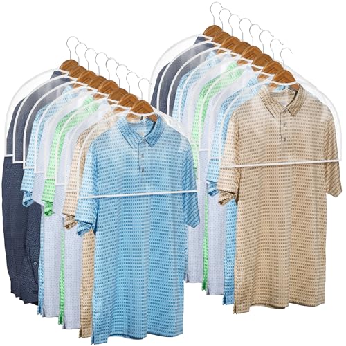 Handy Laundry Transparente Vinyl-Schulterabdeckungen - 16 Stück - Kleiderschoner mit Reißverschluss in Transparent für Anzüge, Kleider, Blusen & mehr von Handy Laundry