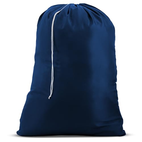 Wäschesack aus Nylon, mit Kordelzug-Verschluss, maschinenwaschbar, passend für einen Wäschekorb oder einen Wäschekorb und stark genug, um bis zu drei Mengen von Kleidung zu tragen (Marineblau) von Handy Laundry