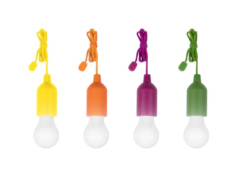 HandyLUX Colors, kabellose LED Leuchte, Safe Touch Oberfläche, Dekoleuchte, 4er Set LED-Lampen, bunt, Hängeleuchte, Deckenleuchte, Batteriebetrieb, Zugschnuraktivierung von HandyLUX