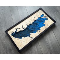 Carlyle Lake 12"x 24" Oder 16"x 32", 3D Bathymetry-Topographic/Wood Art Map von HandyProject