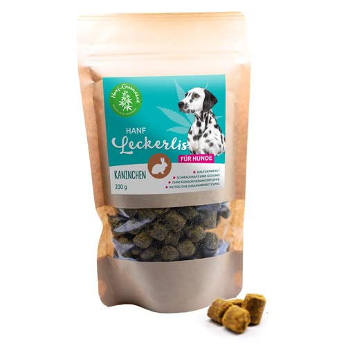 Hundeleckerli, Hanfeckerli, Hundesnack, Kaninchen Leckerei für Hunde - Kaninchengeschmack 200g-Hanföl für Hunde, Snack, 100% Natur von Hanf-Gesundheit