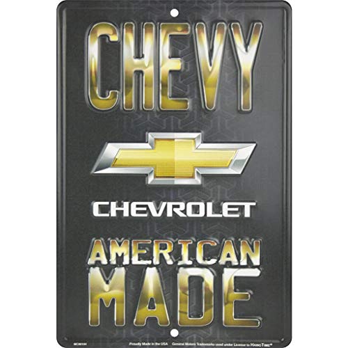 HangTime Chevy American Made Garage Schild, 20,3 x 30,5 cm, Vintage Chevrolet Automotive Metall Wandkunst, Cool Stuff für Ihr Zimmer von HangTime