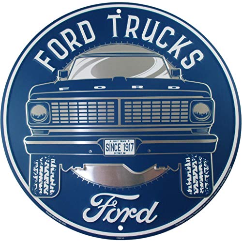 HangTime Ford LKW-Schild, Vintage-Metall-Dekor mit klassischer F-Serie, 30,5 cm, runder Wandschmuck von HangTime