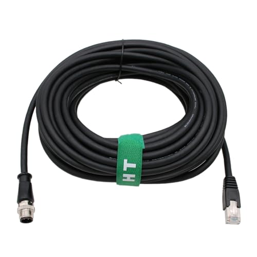 Abgeschirmtes wasserdichtes M12-Ethernet-Kabel, 4-polig, D-Code auf RJ45, Cat6, Ethernet-Kabel, Industriemaschinen, Kamera, Netzwerkroboter (7 m) von HangTon Connect