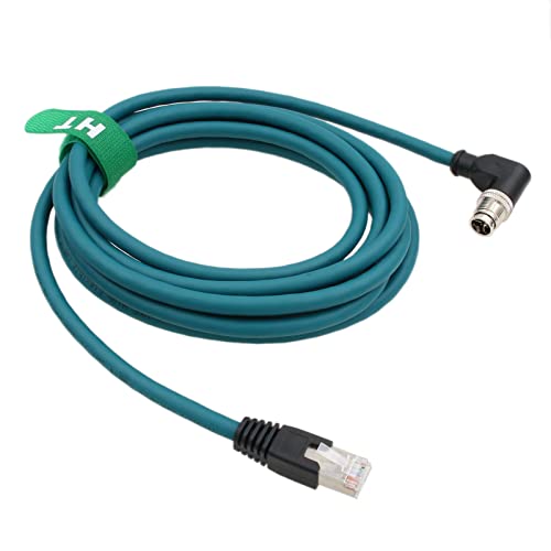 HangTon Netzwerk Ethernet M12 8 Pin X-Coded abgewinkelt auf RJ45 abgeschirmtes CAT-7e Kabel für Cognex Kamera Sensor High Speed 3m von HangTon