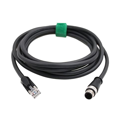 HangTon Connect Industrielles Ethernet M12 8-poliges A-Code Stecker auf RJ45 CAT6 Kabel, Automatisierungsanwendung, geschirmtes High Flex wasserdichtes Netzwerkkabel (2 m), Schwarz von HangTon Connect