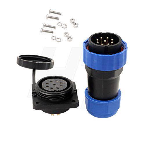 HangTon HE29 9-poliger Drahtstecker, Schalttafelmontage, Stecker, Buchse, Stecker, Buchse, Stecker, Buchse, Luftfahrt, wasserdicht, IP68, Kunststoff, rund, 4 Schrauben (9-polig, 10 A, 380 V) von HangTon Connect