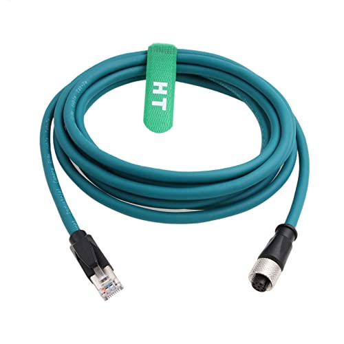 HangTon Ethernet Kabel M12 A-Kodierung 8 Pin Buchse auf RJ45 Cat-7e Patchkabel für Industrie Aktor Sensor Profibus Netzwerk Automatisierungsanwendung 2m von HangTon