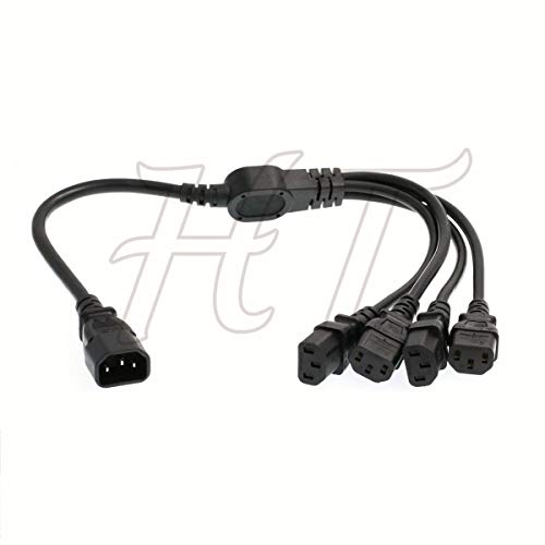 HT-Kabel IEC320 C14 4 x C13 USV PDU Y Splitter Computer PC Netzkabel 10A 250V Verlängerungskabel (60cm (24in)) von HangTon