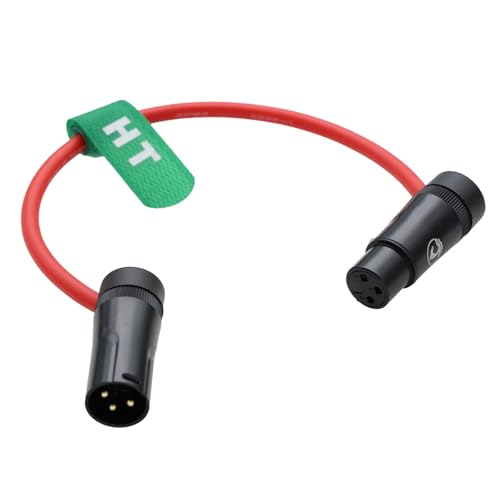 HangTon Audiokabel für Aufnahmegerät Mischpult Mikrofon Lautsprecher Soundgeräte Mixpre 10 II Zoom F8n Zaxcom Sony Canon Kamera, XLR 3 Pin Stecker auf Buchse, Low-Profile rechtwinklig Rot 30cm von HangTon