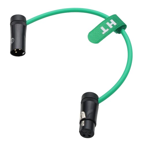 HangTon Audiokabel für Recorder Mixer Mikrofon Lautsprecher Sound Devices Mixpre 10 II Zoom F8n Zaxcom Sony Canon Camera, XLR 3 Pin Stecker auf Buchse, Low-Profile rechtwinklig Grün 30cm von HangTon