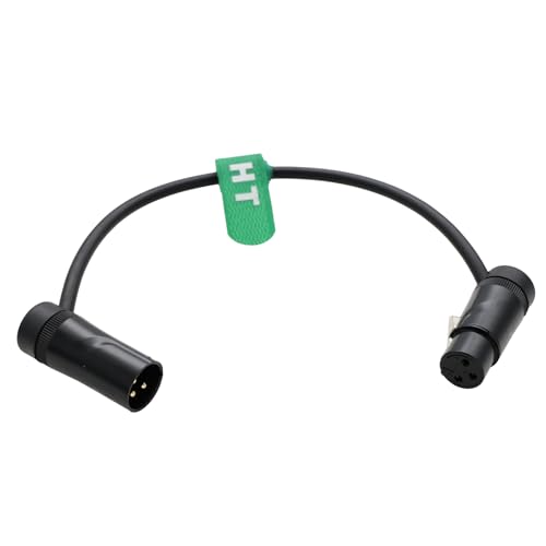 HangTon Audiokabel für Recorder Mixer Mikrofon Lautsprecher Sound Devices Mixpre 10 II Zoom F8n Zaxcom Sony Canon Camera, XLR 3 Pin Stecker auf Buchse, Low-Profile rechtwinklig Schwarz 1m von HangTon