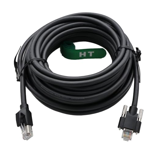 HangTon Drag Chain Cable for Allied Vision Basler Baumer Cognex Dalsa HikRobot iDS Jai Imaging Camera to Vision System, RJ45 Locking Screw to RJ45, Gigabit Ethernet CAT6, Weatherproof PVC 10m von HangTon