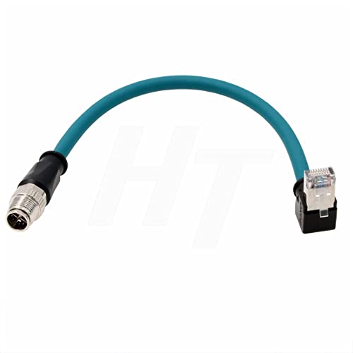 HangTon Gigabit Ethernet M12 8 Pin X-Coded RJ45 Kabel für Cognex Keyence Basler Industrial Sensor Automation 90 Grad CAT 6A Netzwerkdaten Highspeed 50cm von HangTon