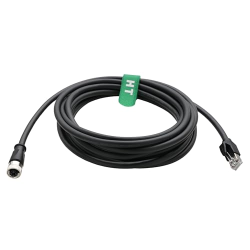 HangTon M12 8-polige X-codierte Buchse auf RJ45 CAT5e Ethernet-Kabel für industrielle Automatisierung, Aktor, Sensor, Profibus, Netzwerk-Switch, Router, PLC, SF/UTP, Schwarz, 5 m HangTon M12 8-polige X-codierte Buchse auf RJ45 CAT5e Ethernet-Kabel für industrielle Automatisierung, Aktor, Sensor, Profibus, Netzwerk-Switch, Router, PLC, SF/UTP, Schwarz, 5 m von HangTon