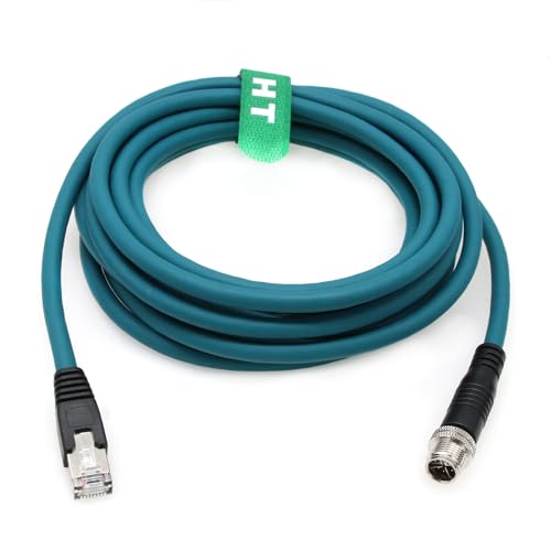 HangTon M12 Ethernet 8 Pin X-Code Stecker auf RJ45 CAT-7e Gigabit Kabel für Basler Cognex Industriekamera Sensor (8 Meter) von HangTon