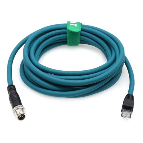 HangTon M12 Ethernet 8 Pin X-kodiertes RJ45-Gigabit-Kabel CAT-7e für Basler Cognex IS2000 7000 8000 Industrie-Kamerasensor (15 Meter) von HangTon