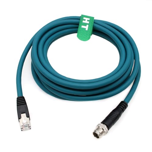 HangTon M12 Ethernet 8 Pin X codiertes RJ45 CAT7e GigE Kabel für Basler Cognex Keyence Datalogic Microscan Kranke Kamera Sensor High Speed Netzwerk-Switch 2 Meter von HangTon