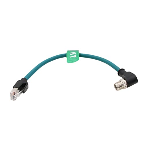 HangTon Rechtwinkliges M12 Ethernet 8 Pin X-Coded RJ45 CAT-7e GigE High Speed Kabel für Cognex Industrial Kamera Sensor Switch Router 30 cm von HangTon