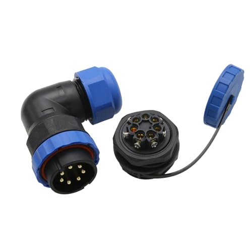 HangTon TY28 7 Pin 25A Schraubenverbindung Stromanschlüssel, Panel Mount Socket und männliche rechte Winkel 90-Grad-Kabelstecker, Lötfreie wasserdichte Schnelltrennung für Marine Automotive HangTon TY28 7 Pin 25A Schraubenverbindung Stromanschlüssel, Panel Mount Socket und männliche rechte Winkel 90-Grad-Kabelstecker, Lötfreie wasserdichte Schnelltrennung für Marine Automotive von HangTon
