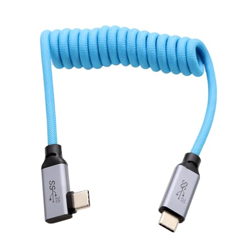 HangTon USB Typ C Kabel USB 3.2 PD 100W 4K für SSD BMPCC ZCAM R5C R6 A7C FX3 Kamera iPhone 15 Pro Max Laptop Monitor Monitor rechtwinklig geflochten Spiral 30cm von HangTon