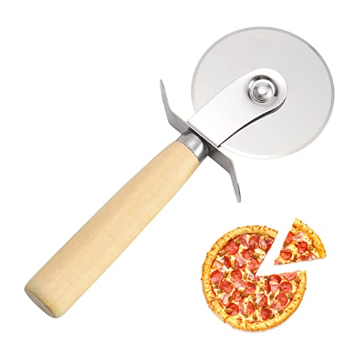 Pizzaschneider Pizzaroller Pizza Cutter Pizzaroller aus hochwertigem Material Pizzamesser mit Fingerschutz und Holz Griff für Angenehme Handhabung von Hangarone