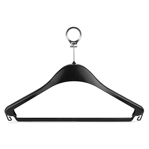 Hangerworld 20 Schwarze Kunststoff Hotelkleiderbügel 44cm Mit Metall-Sicherheitsring Hosensteg von Hangerworld