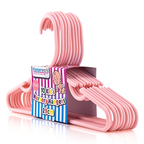Hangerworld 20 Solide Kunststoff Kinder-Kleiderbügel 29cm Pink Hosensteg Einkehrbungen von Hangerworld