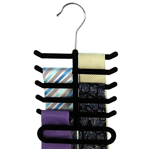 Hangerworld 3 Krawatten Kleiderbügel für 10 Krawatten Schwarz rutschfest Platzsparend von Hangerworld