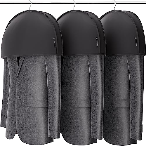 Hangerworld 5 schwarze Schultercover mit breiten Seitenfalte Schulter Schutzhüllen Kleiderglocke von Hangerworld