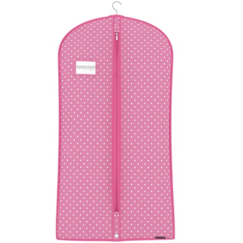 Hangerworld - Atmungaktive Kleiderhülle Kleidersack mit Transport-Öse - Rosa Weiß Gepunktet - 114cm von Hangerworld