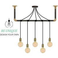 Industrial Modern Light Wrap 5 Pendelleuchte Leuchte Messing, Weiß, Schwarz Oder Kupfer Und Holz Halterung Gewickelt Deckenleuchte Kronleuchter von HangoutLighting