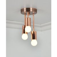 Kupfer Deckenleuchte Triple Flush Mount - Drei Glühbirnen Moderne 3 Halbbündiges Licht Rose Gold von HangoutLighting