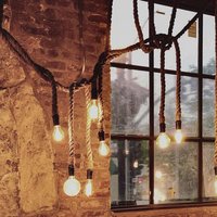 Rustikale Seil Pendelleuchten - Benutzerdefinierte Handgefertigte Längen Antike Edison Restaurant Beleuchtung Oder Led-Lampen Einzigartige Bar von HangoutLighting