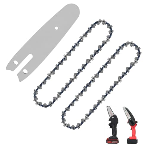 Hangrow 2 Pack 6 Zoll Ersatzketten mit 1 Führungsschiene für Kettensäge, 23 cm Länge, 36 Treibglieder, 1/4 Zoll LP-Teilung, 1,1 mm Stärke, Ersatzketten für kabellose Mini-Kettensäge von Hangrow