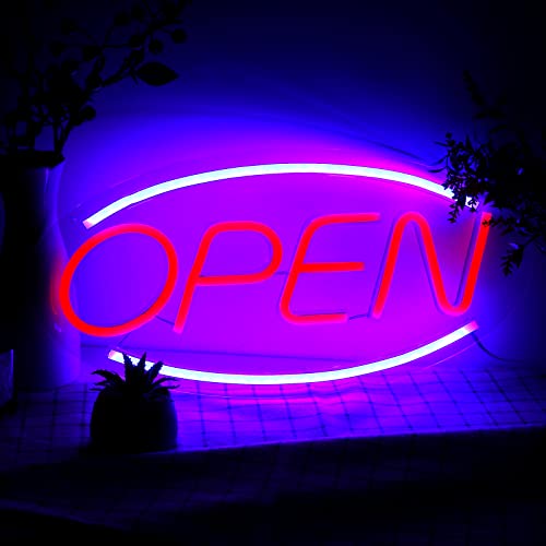 Hangrow LED Leuchtschilder, Acryl Neon Light Neon Schild für Wanddekoration, USB-Betrieben, Neonlichter Neon für Bar Gaming Schlafzimmer Deko (OPEN) von Hangrow