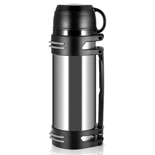 Hangrow Thermoflasche 2 L, Vakuumisolierte Flasche für Heiße Getränke + Kaffeetassendeckel, Wasserflasche mit Großer Kapazität, Edelstahl-Reiseflasche Wärmekolben Trinkflaschen Suppenflasche von Hangrow