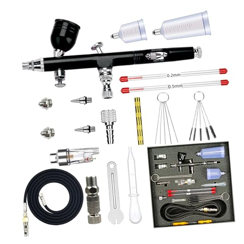 Airbrushing Set Doppelwirkung Mit 0 2 Mm 0 3 Mm 0 5 Mm Düsen Multifunktional Handheld Airbrushing Kanonen Mit Luftschlauchreinigungsset von Hangsu