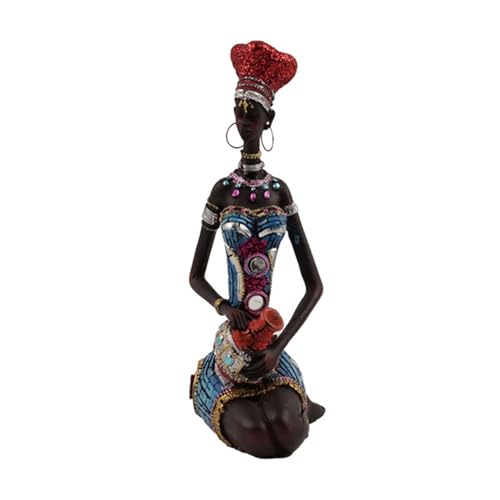 Hangsu Tribal Lady Figur Statue afrikanische Frau Harz Handwerk Dekorationen Perfekt für Zimmer Regal Schreibtisch Kreative Display Handwerk von Hangsu