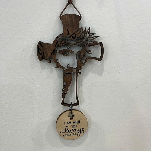 Kreuz-Bibel-Ornament zum Aufhängen im Auto mit "I Am with You Always" von Hangwoous
