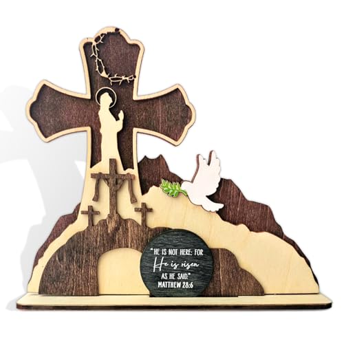 He Is Risen Osterdeko, Leeres Grab Osterdekoration, Auferstehungsszene und Kreuz Dekoration Set, Christliche Tischdekorationen Innen, Religiöse Dekor, Auferstehungsszene, Krippe Holz He Is Risen Osterdeko, Leeres Grab Osterdekoration, Auferstehungsszene und Kreuz Dekoration Set, Christliche Tischdekorationen Innen, Religiöse Dekor, Auferstehungsszene, Krippe Holz von Hangwoous
