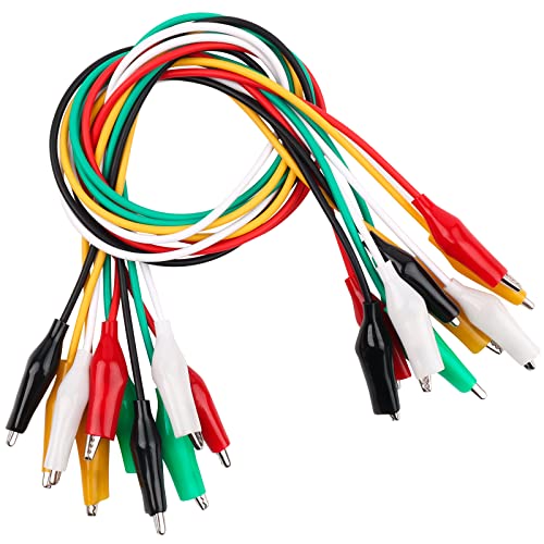 Hanibos 10 Stück 50cm Krokodilklemmen mit Kabel Isolierte Doppelendige Messleitung Messleitungen Krokodilklemmen Multimeter Kabel mit Krokodilklemme für Labor, Elektrische Testarbeit (5 Farben) von Hanibos