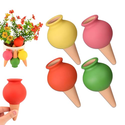 Hanlintk ​​4-Stück Terrakotta-Selbstbewässerungsstifte – Premium-Ton-Wassergläser | Professionelle Gartenbewässerungsdripper für Innen/außen & Urlaub​​ (A) von Hanlintk