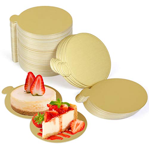 Hanmir Kuchenplatten, rund, Kuchenboden, runder Karton, runde Kuchenbretter für Mousse, Cupcake, Dessert-Displays, Tablett (100 Stück), Gold von Hanmir