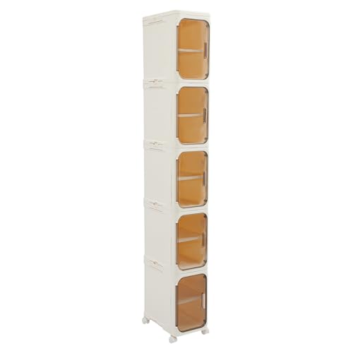 Hanmorfarbi 5-Schicht Schlanker Rollender Stauraumwagen mit 4 RäDern- Wasserdichter&Verstellbare Regale, Stand-Alone Organisator FüR Badezimmer, KüChe & Wohnzimmer von Hanmorfarbi