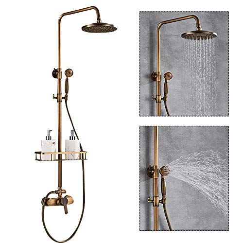 Hanmorfarbi Brausegarnitur im Vintage-Stil Retro-Duschset, Duschkopf-Set mit Ablage mit Handbrause und Regendusche für Badezimmer geeignet, höhenverstellbar von 75 bis 120 cm Hanmorfarbi Brausegarnitur im Vintage-Stil Retro-Duschset, Duschkopf-Set mit Ablage mit Handbrause und Regendusche für Badezimmer geeignet, höhenverstellbar von 75 bis 120 cm von Hanmorfarbi