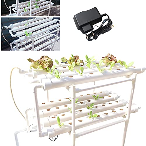 Hanmorfarbi Hydroponisches Anbausystem mit 72 Pflanzstellen 2 Schicht Hydroponisches Anbausystem erdlose Anbauschläuche mit Verdickungsfuge|Wasserpumpe, Automatisches Bewässerungssystem,PVC-U,Weiß von Hanmorfarbi