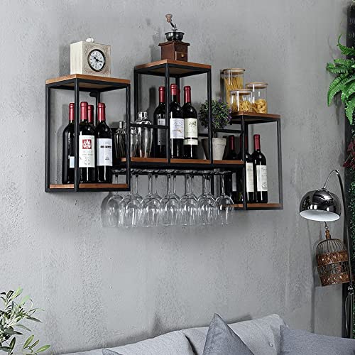Hanmorfarbi Metall Weinflaschenhalter Wand montiert hölzerne Weinregal Multi Functional Wine Storage Display Rack Weinregal Storage Unit Regale Weinglas für Halter Home Kitchen Bar Decor Hanmorfarbi Metall Weinflaschenhalter Wand montiert hölzerne Weinregal Multi Functional Wine Storage Display Rack Weinregal Storage Unit Regale Weinglas für Halter Home Kitchen Bar Decor von Hanmorfarbi