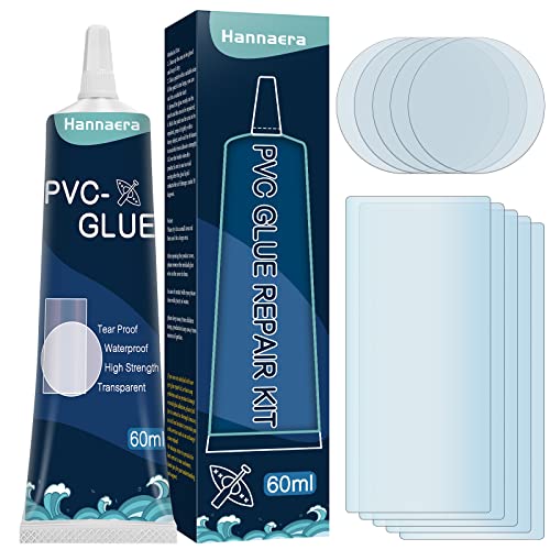 Hannaera Pool Reparaturset, Wasserdicht Flicken Luftmatratze Reparaturset，Diese Durchsichtige Vinyl Repair Kit für PVC Gummiboote Aufziehen, Kajaks, Schwimmrings(60ml) (60) von Hannaera