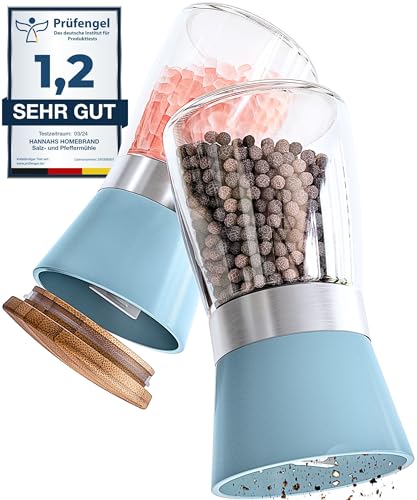 Hannah's Homebrand - Salz und Pfeffermühle mit Keramikmahlwerk - robuste Salzmühle für grobes Salz - ohne Inhalt (2er) von Hannah's Homebrand